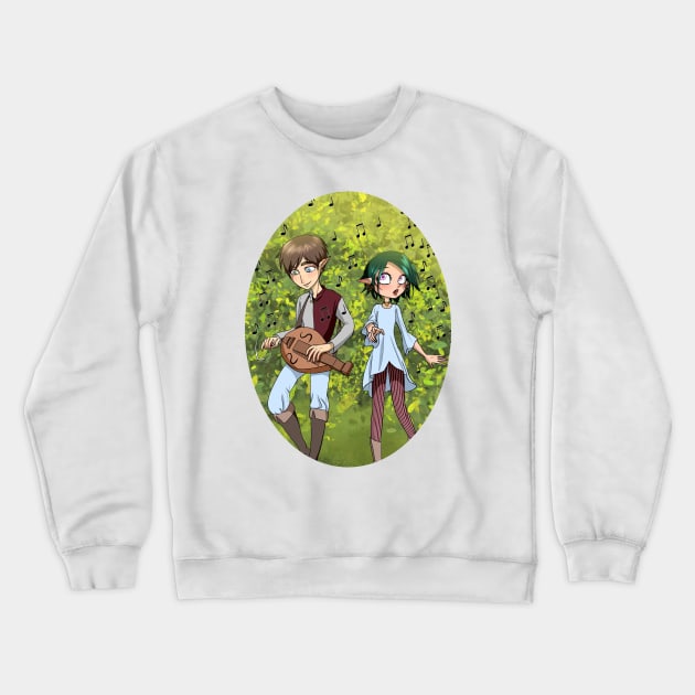 The Songstress and the Gurdy Grinder Crewneck Sweatshirt by Elora0321